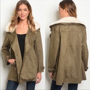 SOFT Suede Coat w/Faux Fur